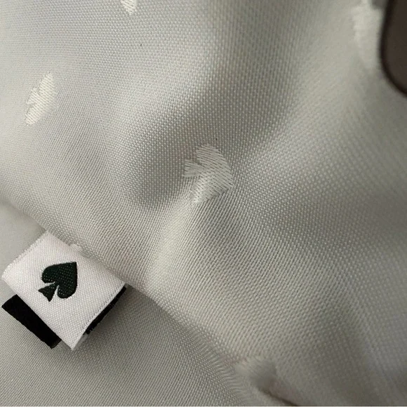 Kate Spade New York Large Leather Tote Bag Gray Pebbled Shoulder Purse 2/Flower - Picture 11 of 12